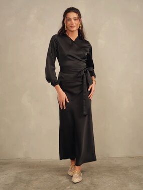 Udel NY Satin Maxi Slip Skirt